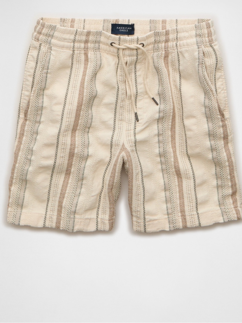 American Eagle Outfitters Cream Striped Drawstring Shorts